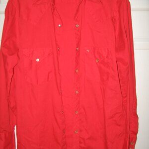 Ely Plains Western Style Shirt Men's 16 33 Bright Red Faux Pearl Snaps